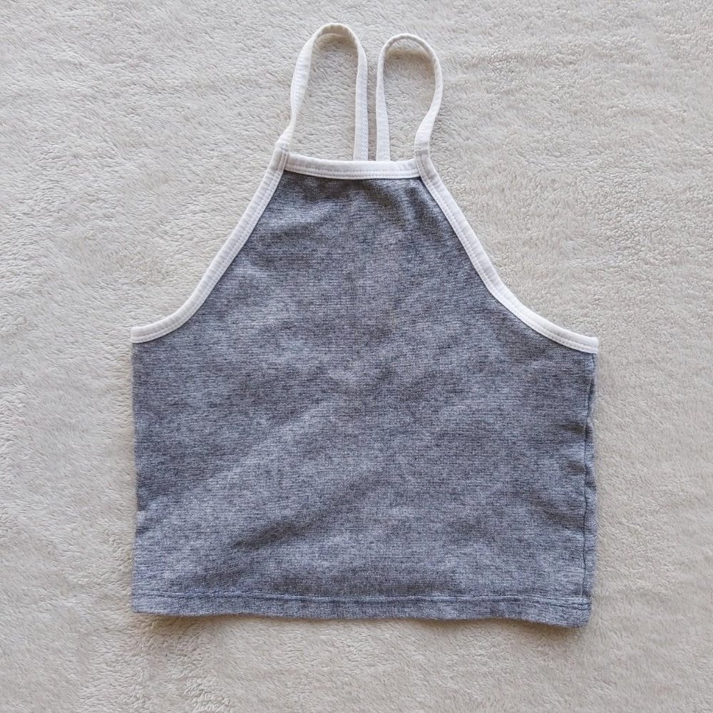 Zara salt & pepper speckled cropped racerback halter cami tank top